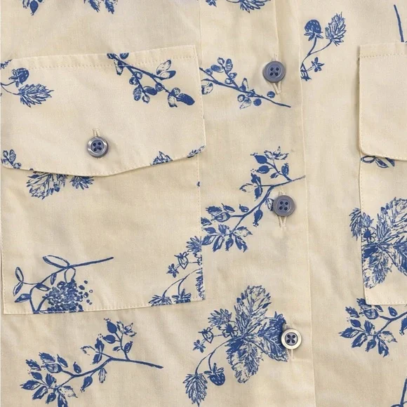 MÉME CHOSE x LAURA ASHLEY Blue Floral Cotton Poplin Button Down Shirt Romantic - Picture 5 of 5